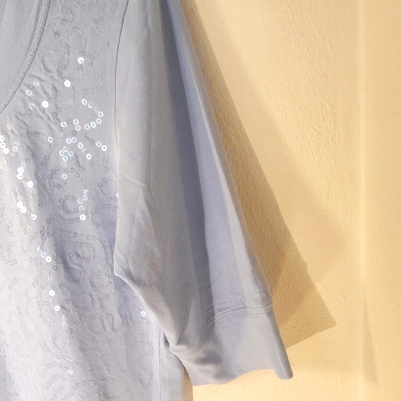 NWOT Sunset Rd. Blue Sequins Blouse Size Large - Picture 4 of 12